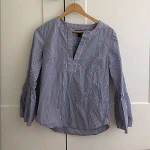 J. Crew Split Neck Striped Top